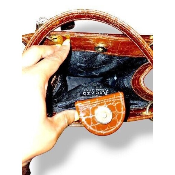 Arezzo Cognac Brown Croc  Pattern,Leather Satchel Bag - Picture 2 of 5